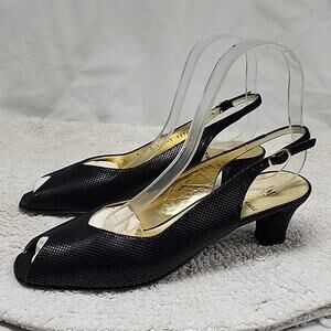 BRUNO MAGLI VINTAGE 90S SLINGBACK  ANIMAL PRINT LEATHER PEEP-TOE LADIES 9.0 NWOB